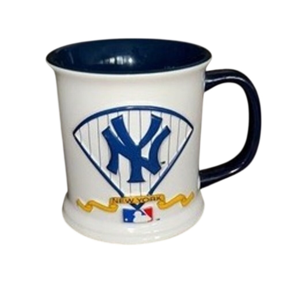 New York Yankees MLB Coffee Mug Hunter MLBP White Navy Blue 3D Logo Baseball Cup